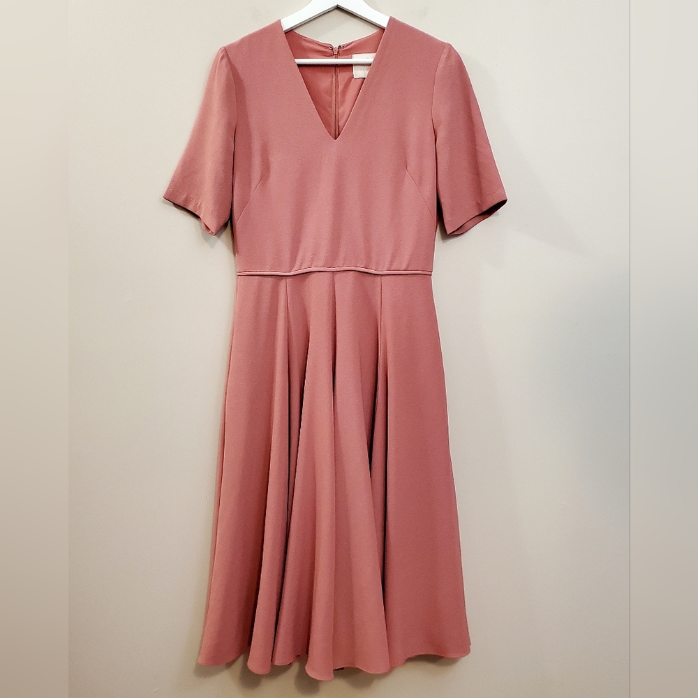 Gal Meets Glam Collection - Edith City Crepe Fit & Flare Midi Dress - Size 6 - Picture 3 of 7